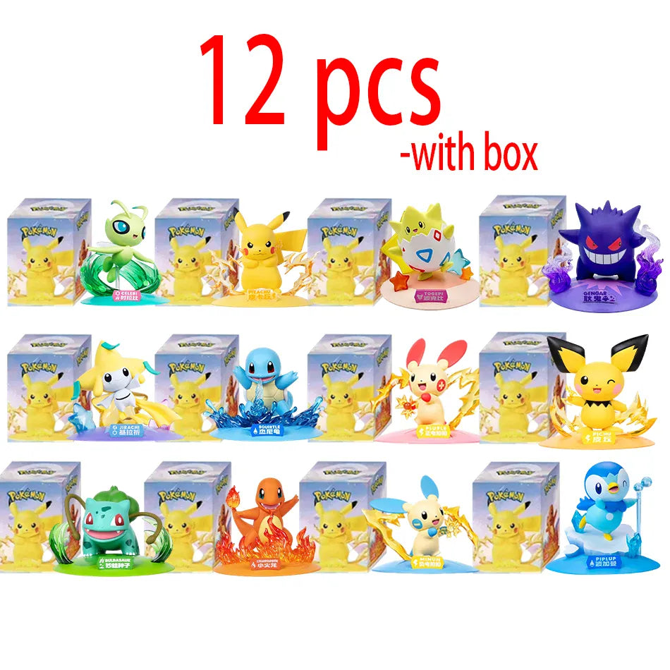 12 Pokémon Action Dolls Pikachu Blind Box Anime Models Desktop Decorations