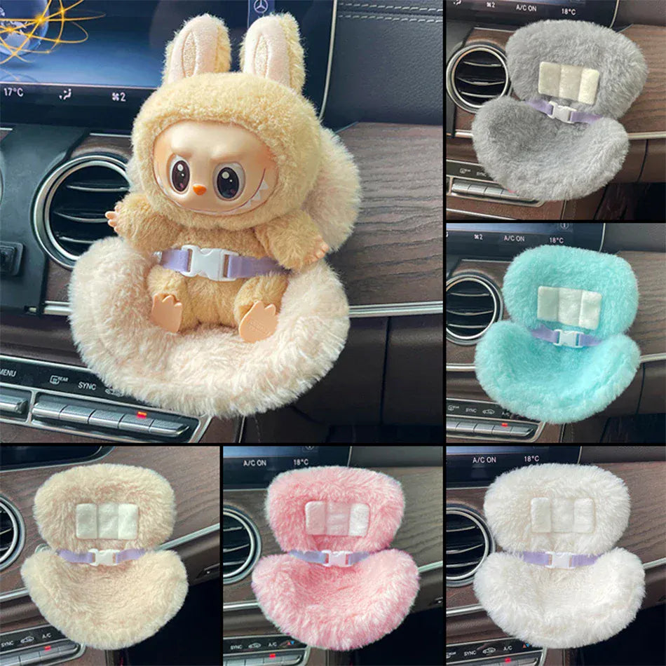 15-17cm Car Doll Seat For Labubu Doll Safety Seat Cute Doll Air Outlet Aromatherapy Decoration Car Interior Labubu Accessories ﻿