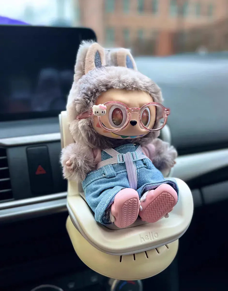 15-17cm doll Seat  3.0 Labubu car seat safety Seat Cute Doll Air Outlet high-grade Car Interior Decoration car seat