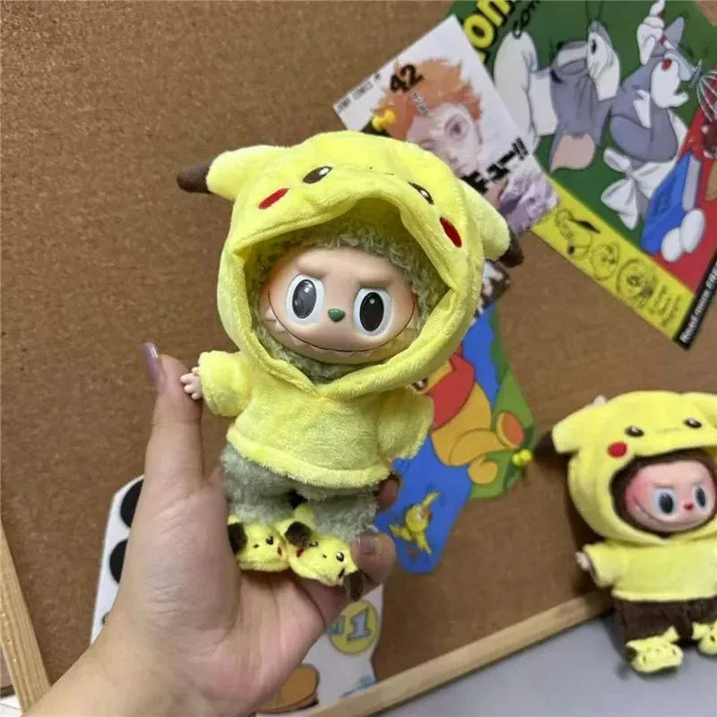 15 17cm For Labubu Doll Cartoon Cute Pikachu Plush Outfit Clothes Shoes Set