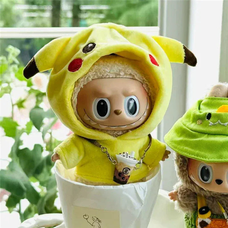 15 17cm For Labubu Doll Cartoon Cute Pikachu Plush Outfit Clothes Shoes Set