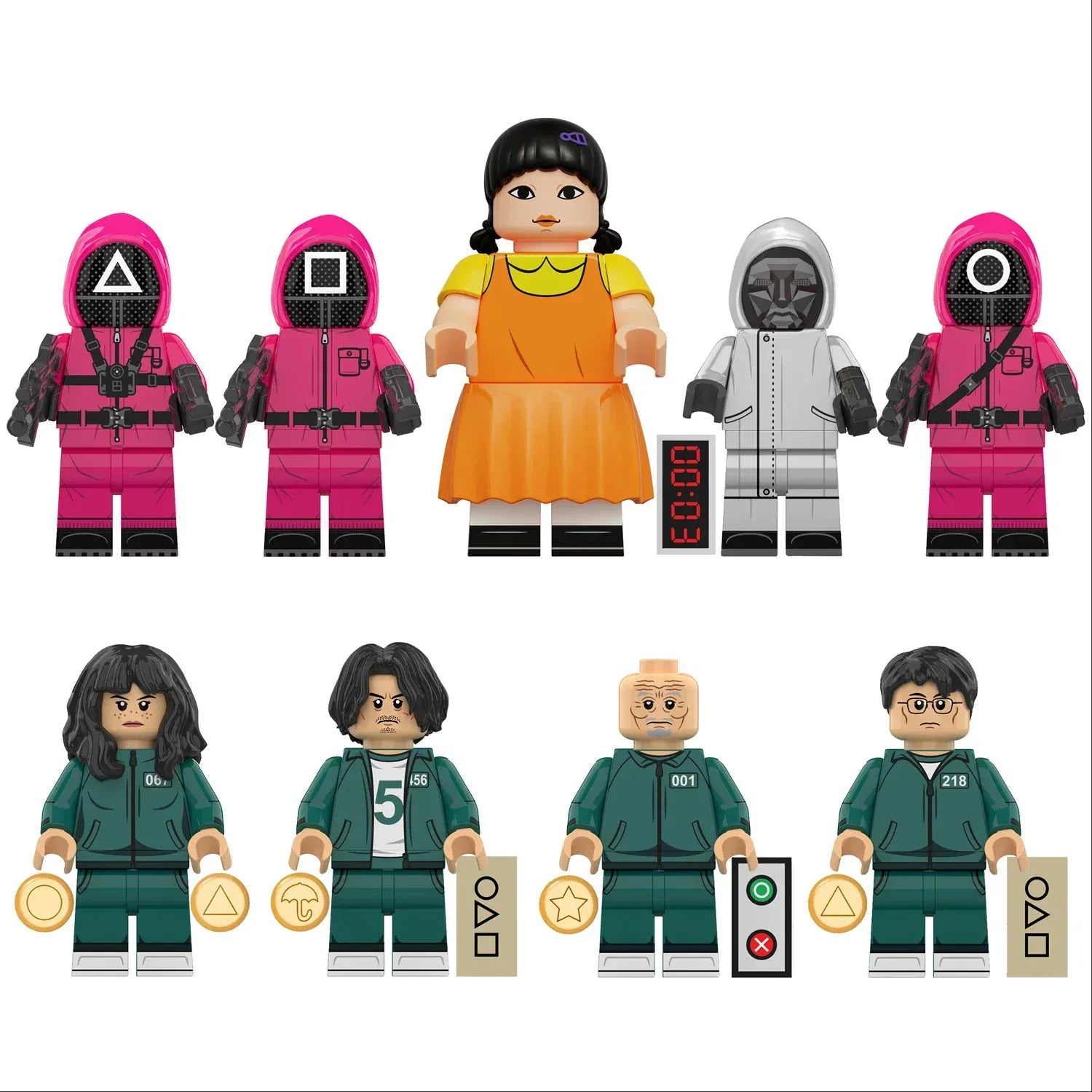 17pcs New Squid Game3 Anime Cartoon TV Bricks Toy Dolls Building Blocks