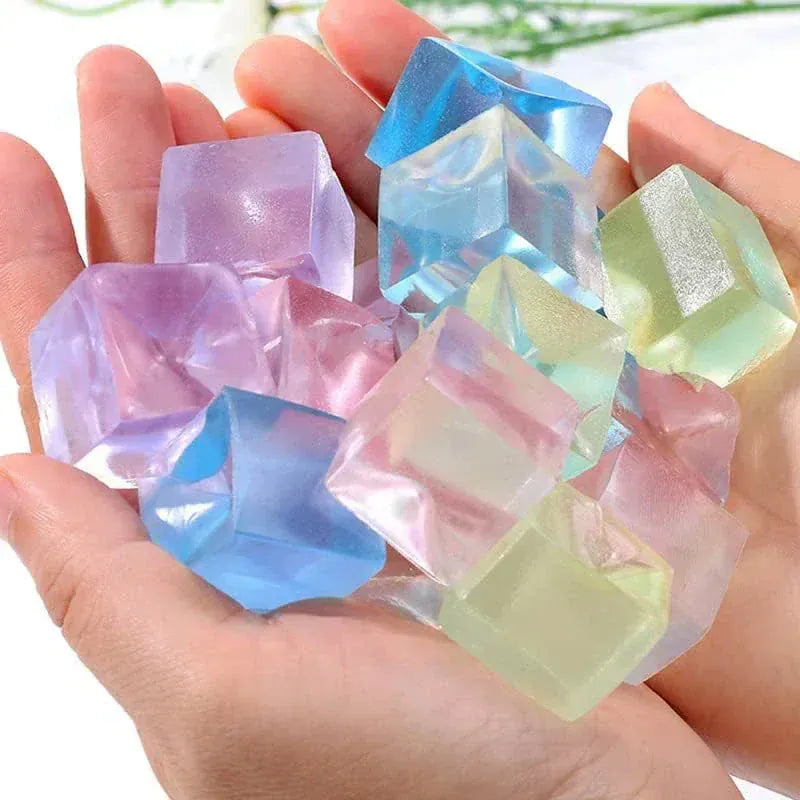 5/10Pcs Ice Cube Shaped Fidget Toy Square Stress Relief Ball Squishy Squeeze  Anxiety ADHD Stress Relief Sensory Adults Toys