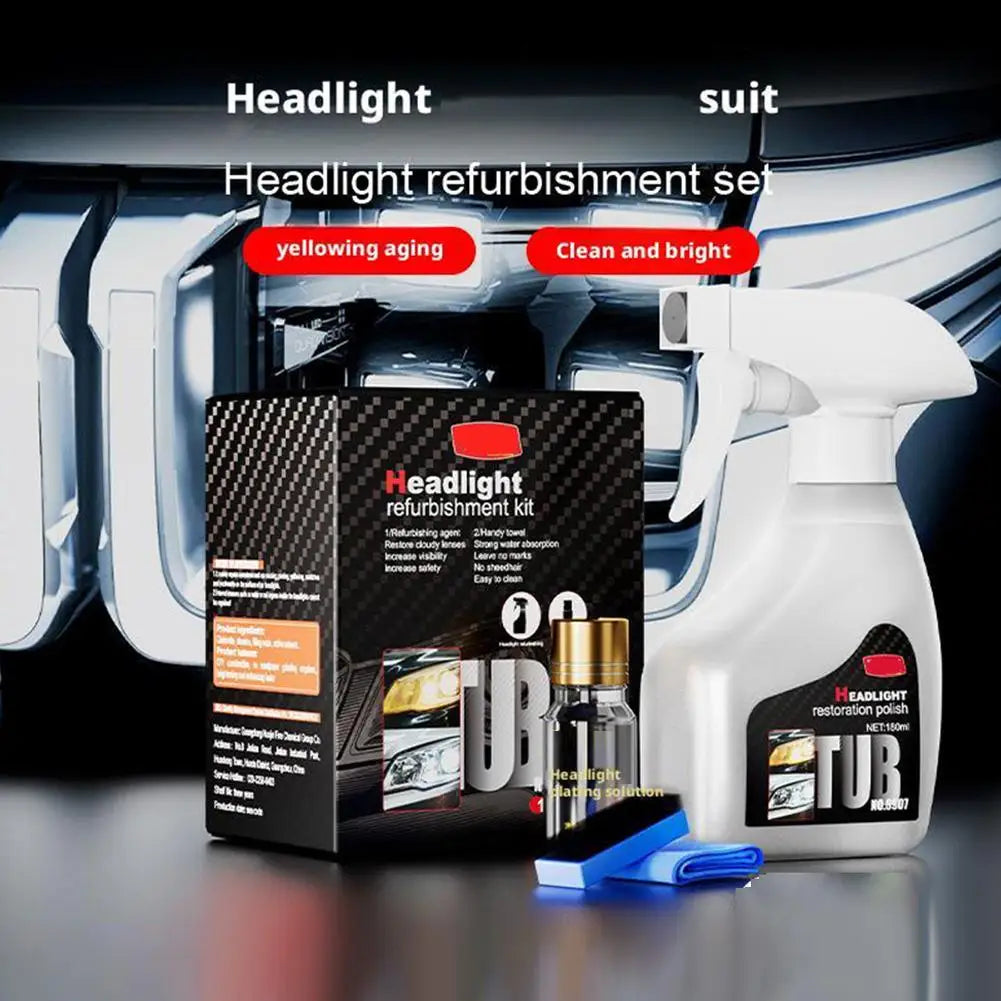 Automotive Headlight Restorer Headlight Refurbishment And Repair Fluid Kit Headlight Polishing Restoration Cleaning Tool