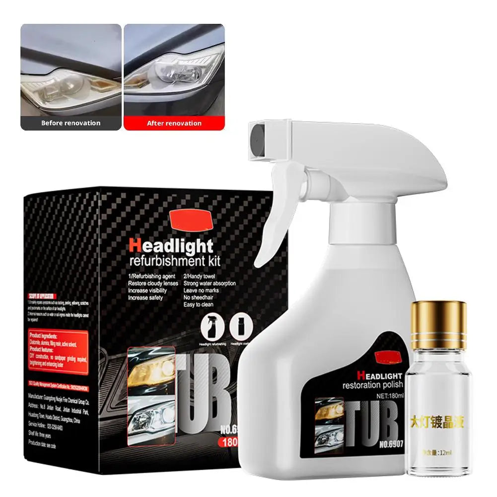 Automotive Headlight Restorer Headlight Refurbishment And Repair Fluid Kit Headlight Polishing Restoration Cleaning Tool