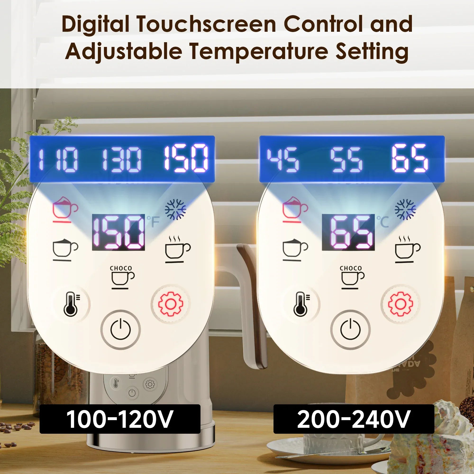 BioloMix 5-in-1 Milk Frother with Upgraded LED Display Touch Screen - Hot And Cold Foam Maker Milk Warmer for Coffee Latte