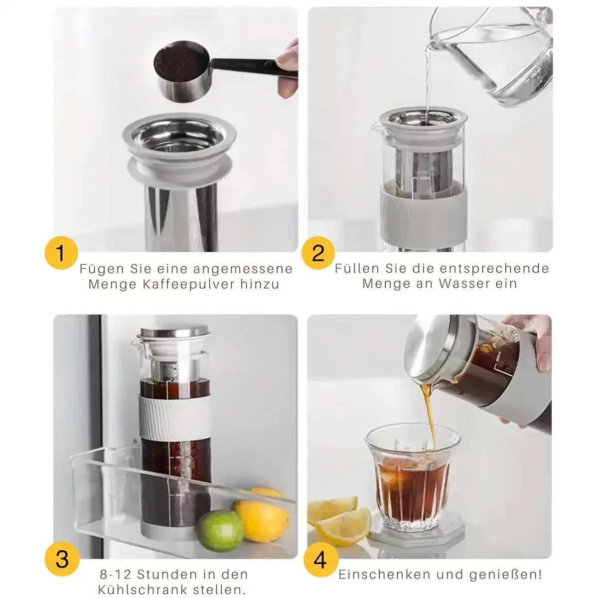 Cold Brew Coffee Maker with Cleaning Brush, 27oz/800m