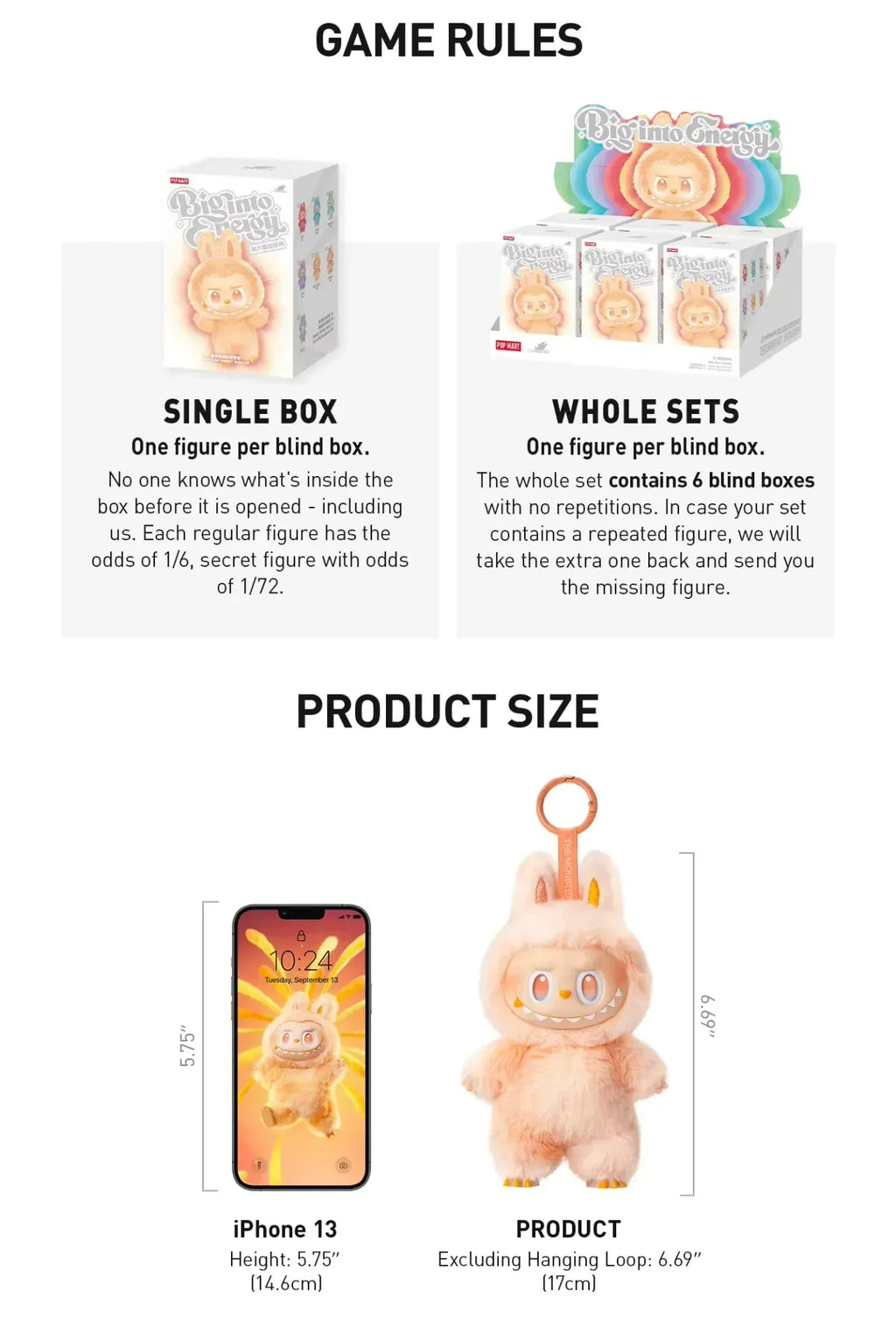 POP MART Labubu V3.0 Plush Doll New Monsters Big into Energy Series