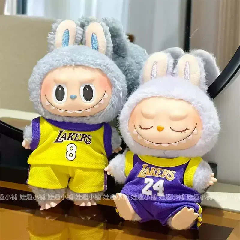 Two-Piece Suit 17cm First Second Generation Labubu Basketball Clothes Cute Doll Decoration Handmade Clothes