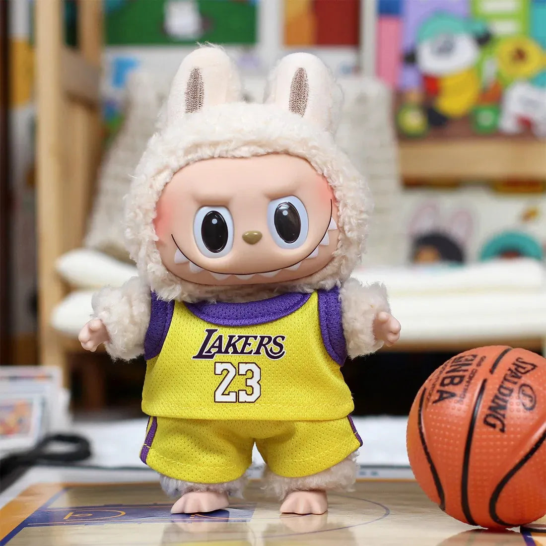 Two-Piece Suit 17cm First Second Generation Labubu Basketball Clothes Cute Doll Decoration Handmade Clothes