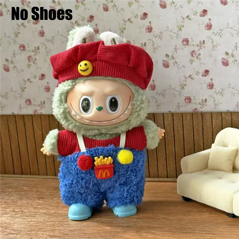 Workwear Outfit Clothes For Labubu Doll Fast Food French Fries Hamburgers Fahsion Coffee Apron Cosplay Clothing Accessories