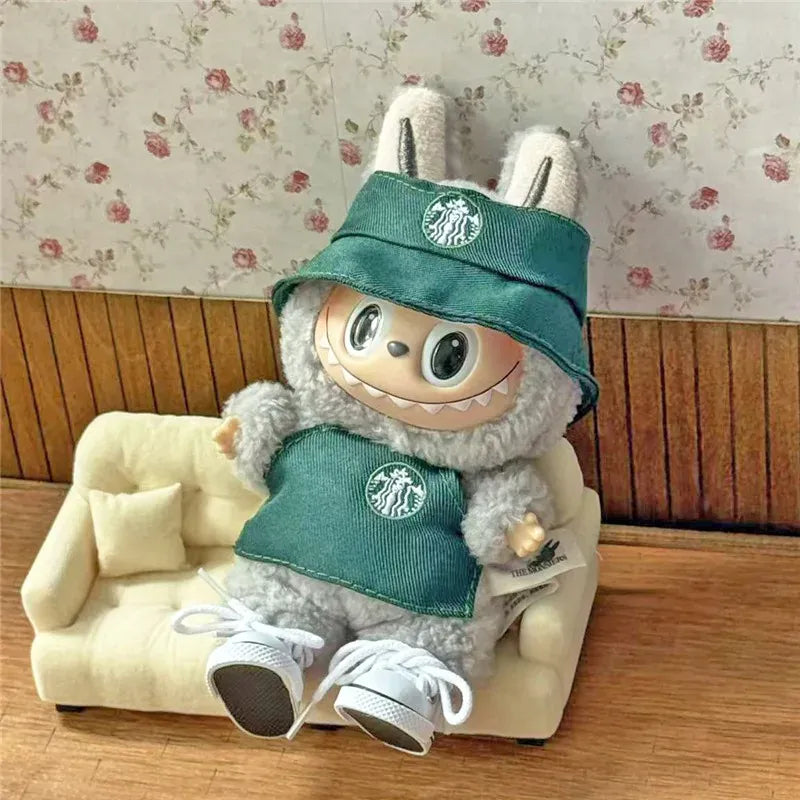 Workwear Outfit Clothes For Labubu Doll Fast Food French Fries Hamburgers Fahsion Coffee Apron Cosplay Clothing Accessories