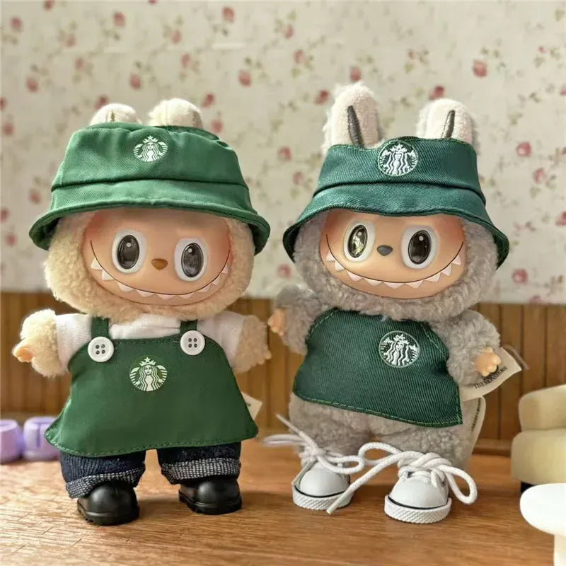 Workwear Outfit Clothes For Labubu Doll Fast Food French Fries Hamburgers Fahsion Coffee Apron Cosplay Clothing Accessories