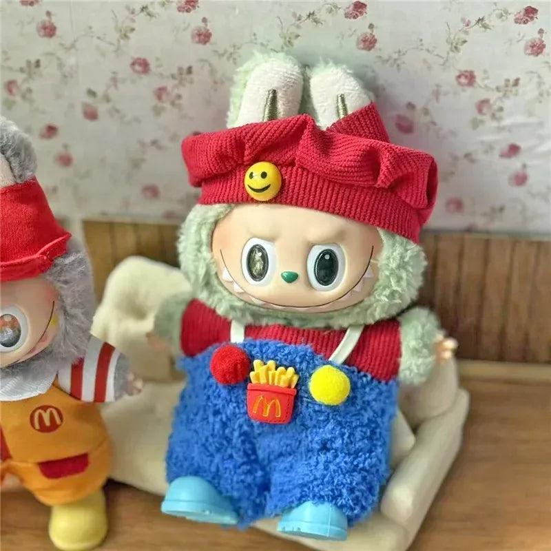 Workwear Outfit Clothes For Labubu Doll Fast Food French Fries Hamburgers Fahsion Coffee Apron Cosplay Clothing Accessories