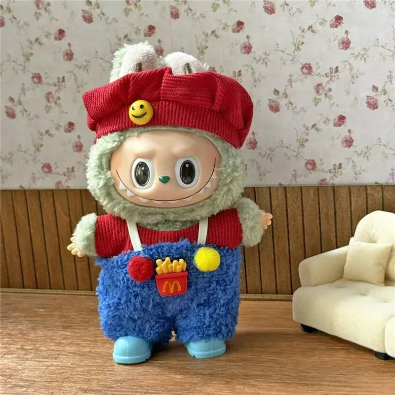 Workwear Outfit Clothes For Labubu Doll Fast Food French Fries Hamburgers Fahsion Coffee Apron Cosplay Clothing Accessories